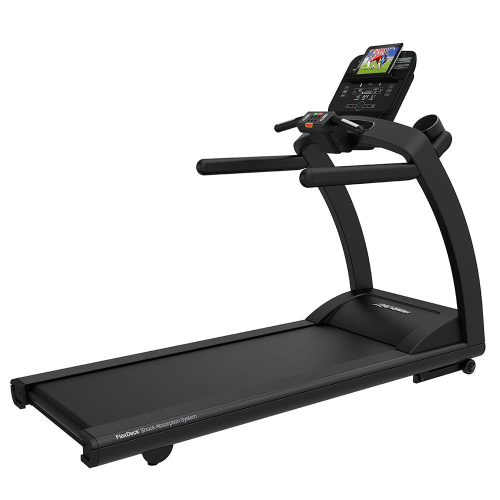 Life Fitness Run CX treadmill with tablet on device tray