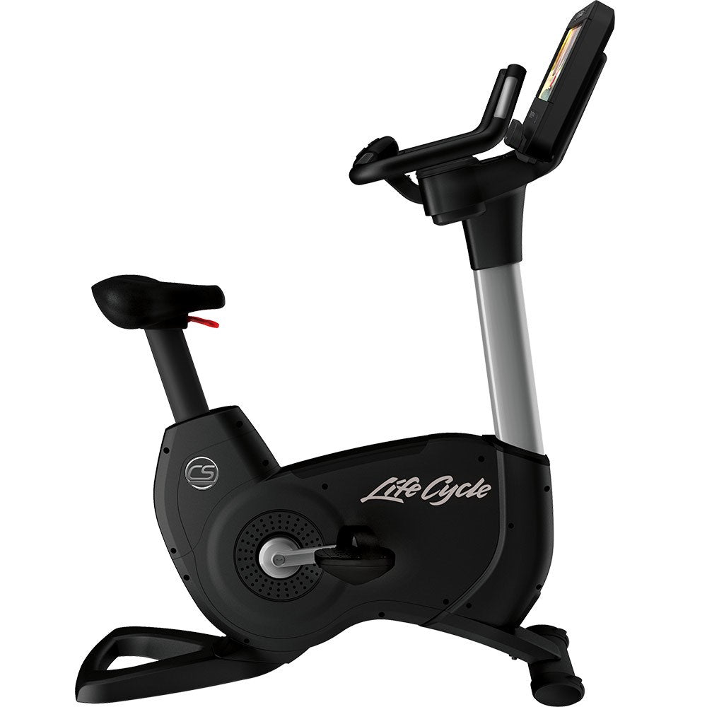 Platinum Club Series Upright Lifecycle Exercise Bike with SE3 HD Console, side view