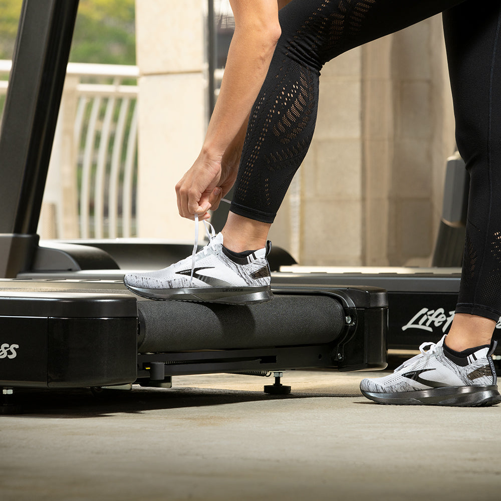 Closeup of Life Fitness treadmill belt