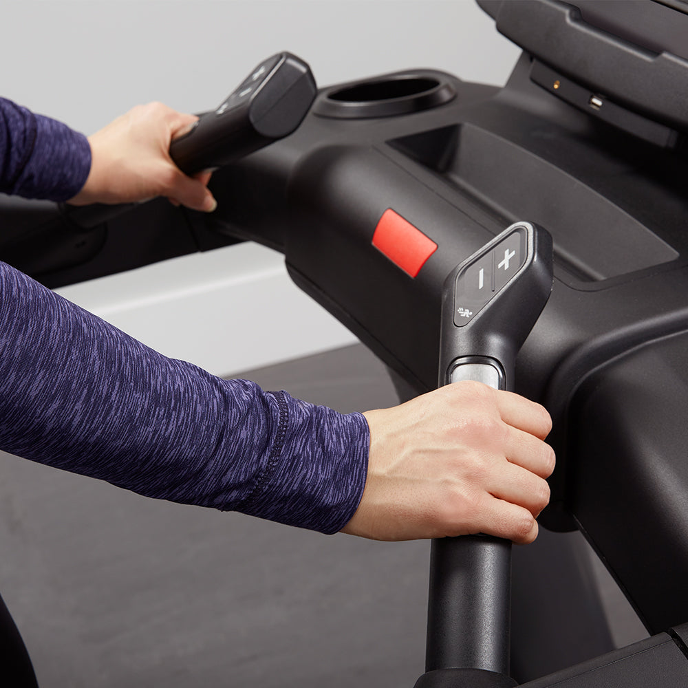 Heart-Rate sensors on handlebars of Life Fitness treadmill