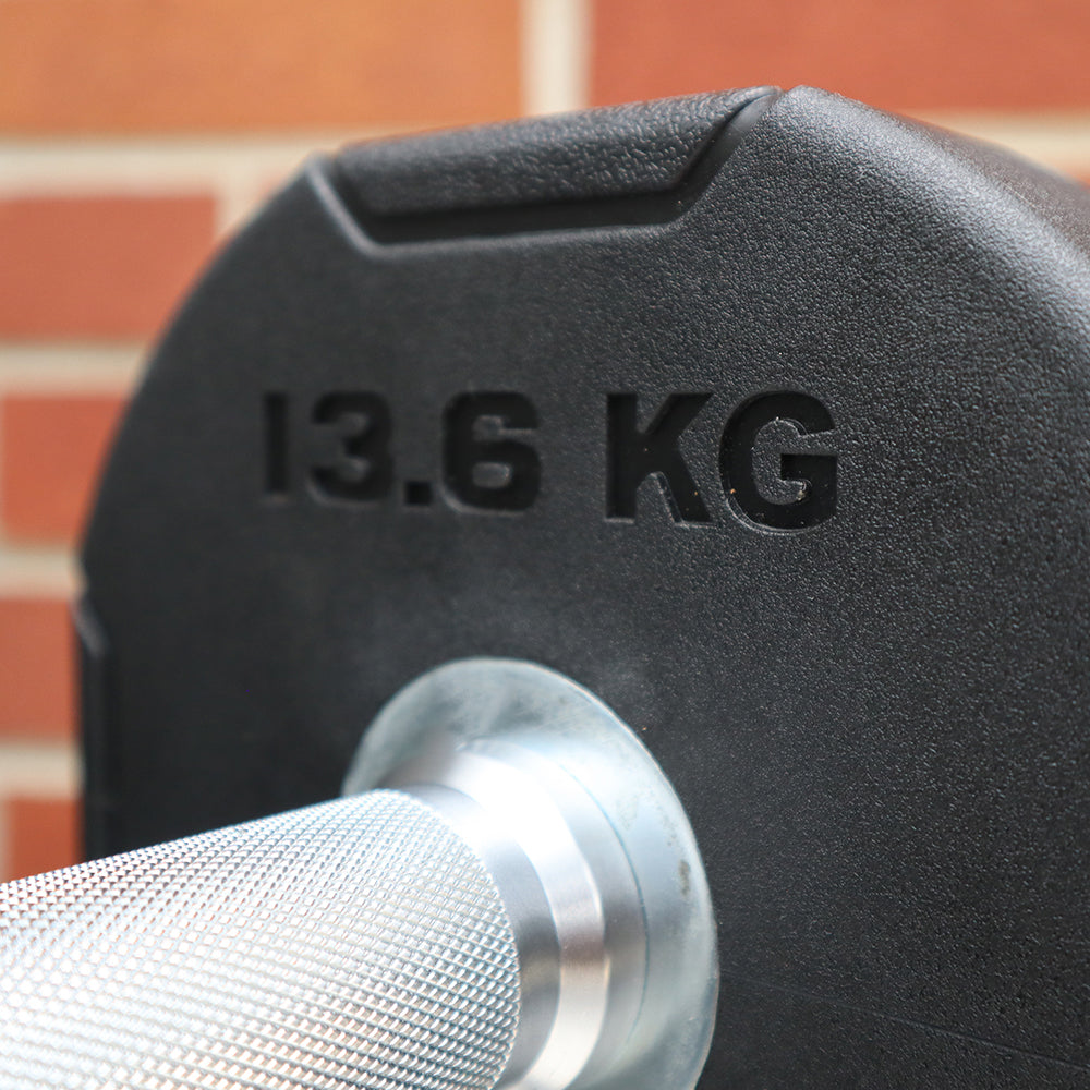 13.6 KG molded on inside of urethane dumbbell