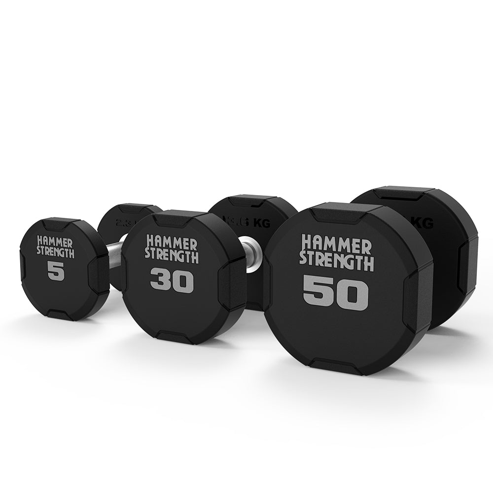 Hammer Strength 4-Sided Urethane Dumbbells - 5, 30, 50 LB