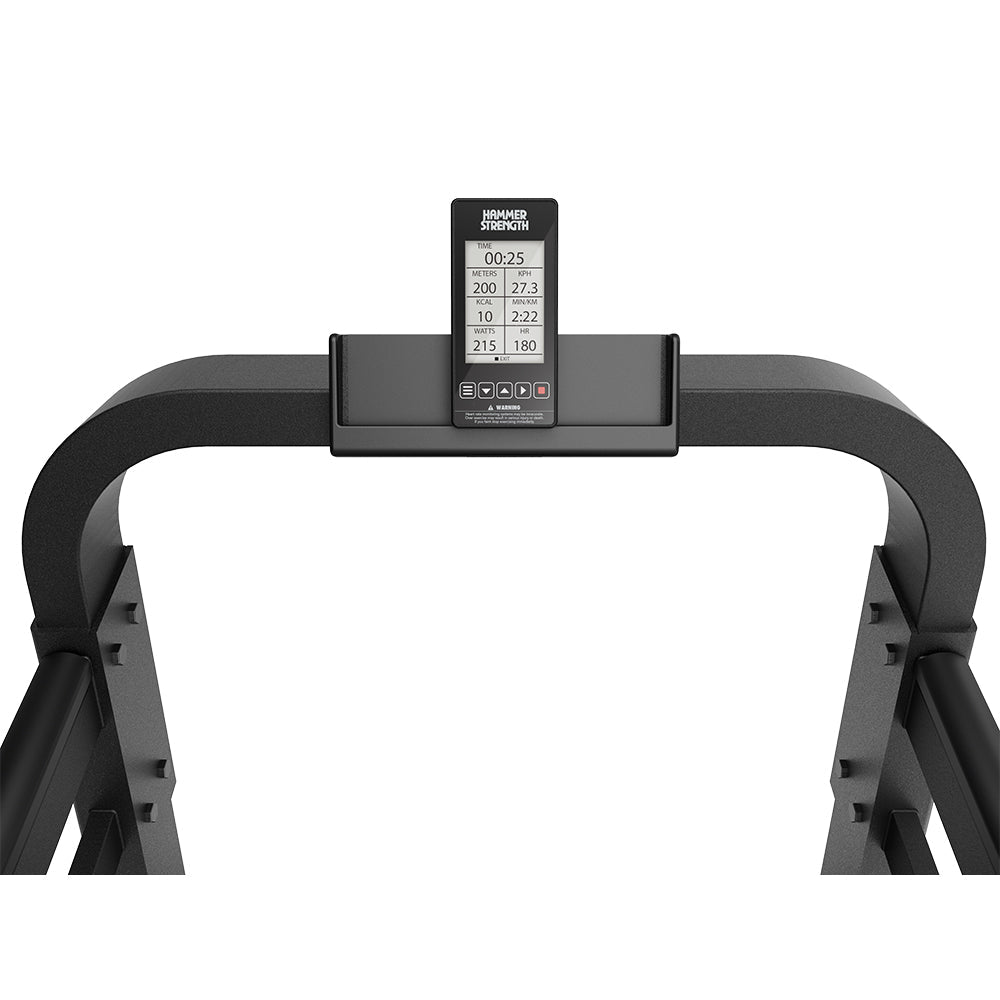 LCD Console on HD Tread, displaying metrics: time, meters, mph, calories 