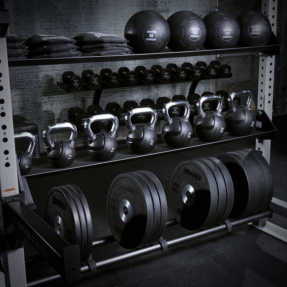 Life Fitness accessories on Hammer Strength rack