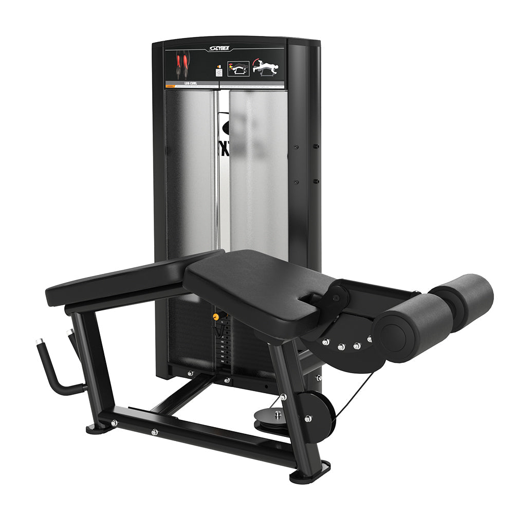 Cybex Ion Series Leg Curl selectorized machine - Charcoal frame, black upholstery