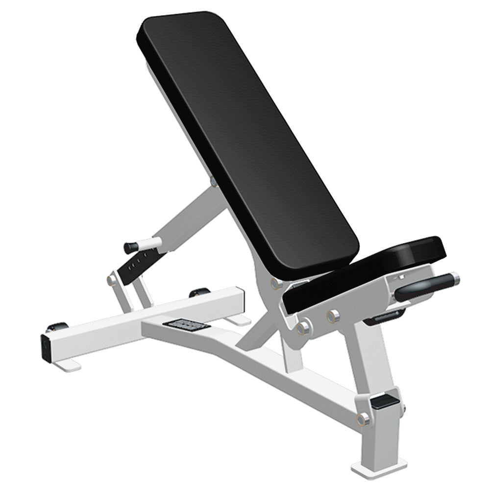 Hammer Strength Multi-Adjustable Bench - Outlet, White Frame / Black Upholstery