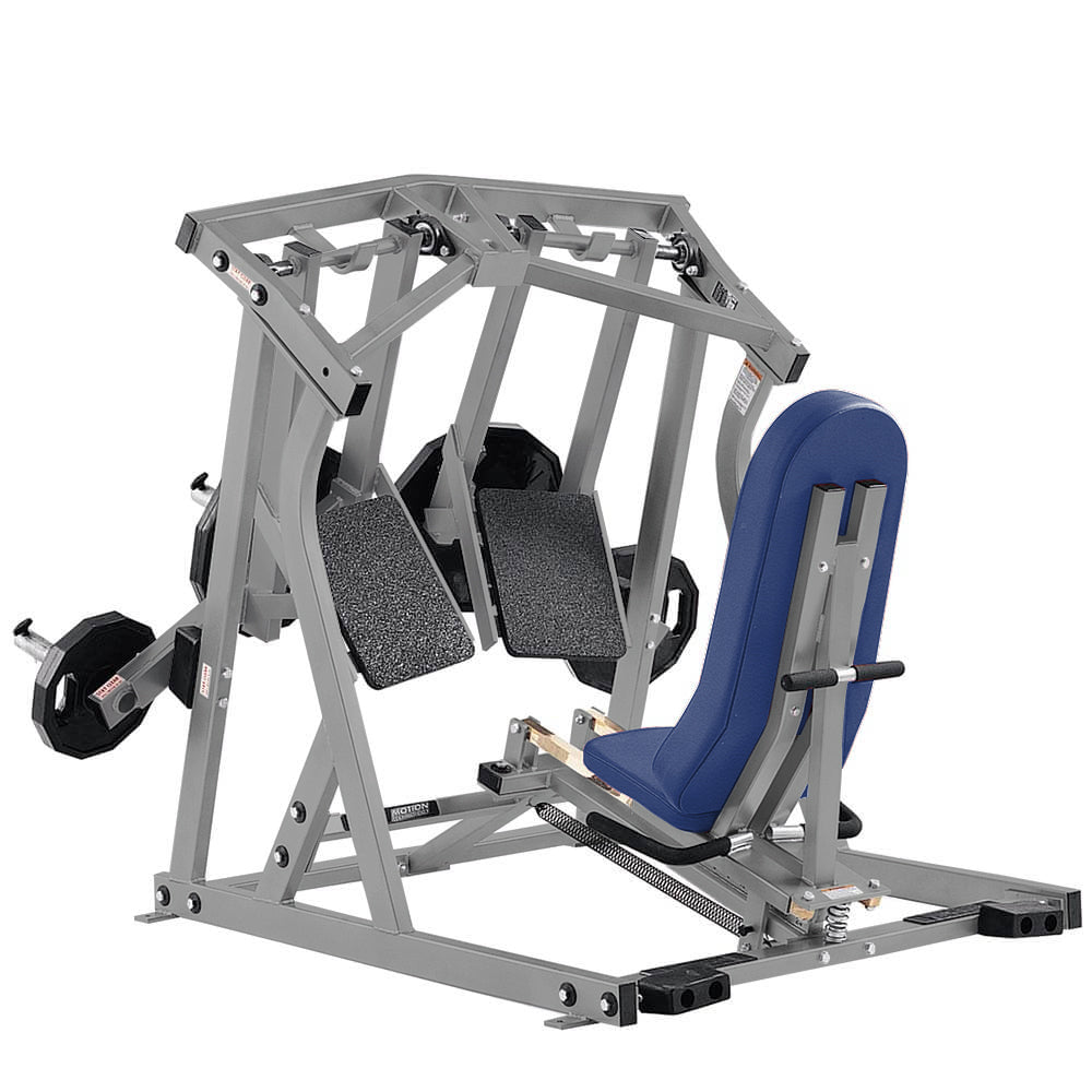 Plate-Loaded Iso-Lateral Leg Press | Hammer Strength Outlet - Platinum frame, royal blue upholstery