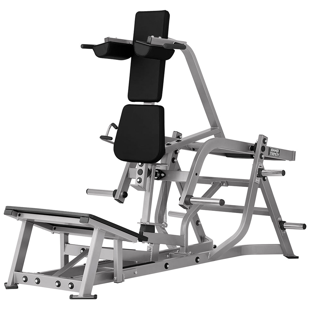 Hammer Strength Plate-Loaded V-Squat - Platinum Frame, Black Carbon Fiber Upholstery - Outlet