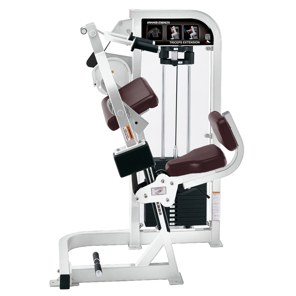 Hammer Strength Select Triceps Extension - white frame, burgundy upholstery