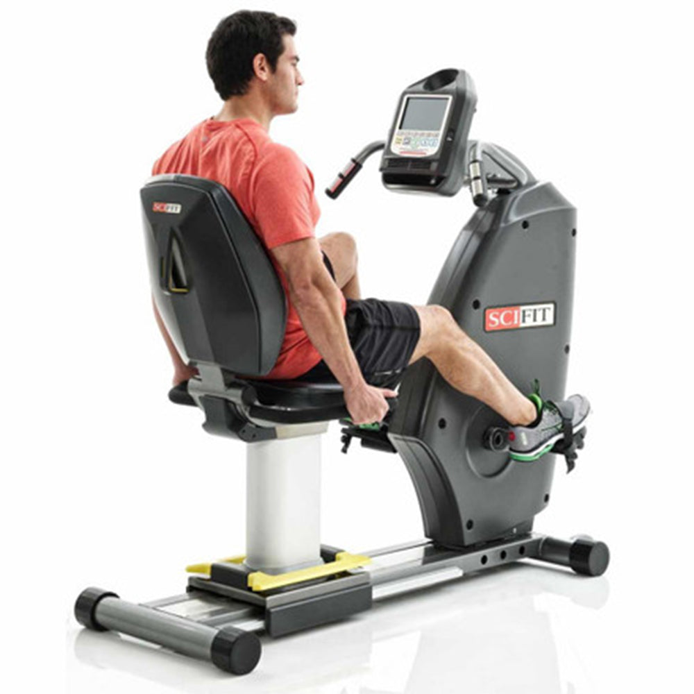 Exerciser on SciFit recumbent bike