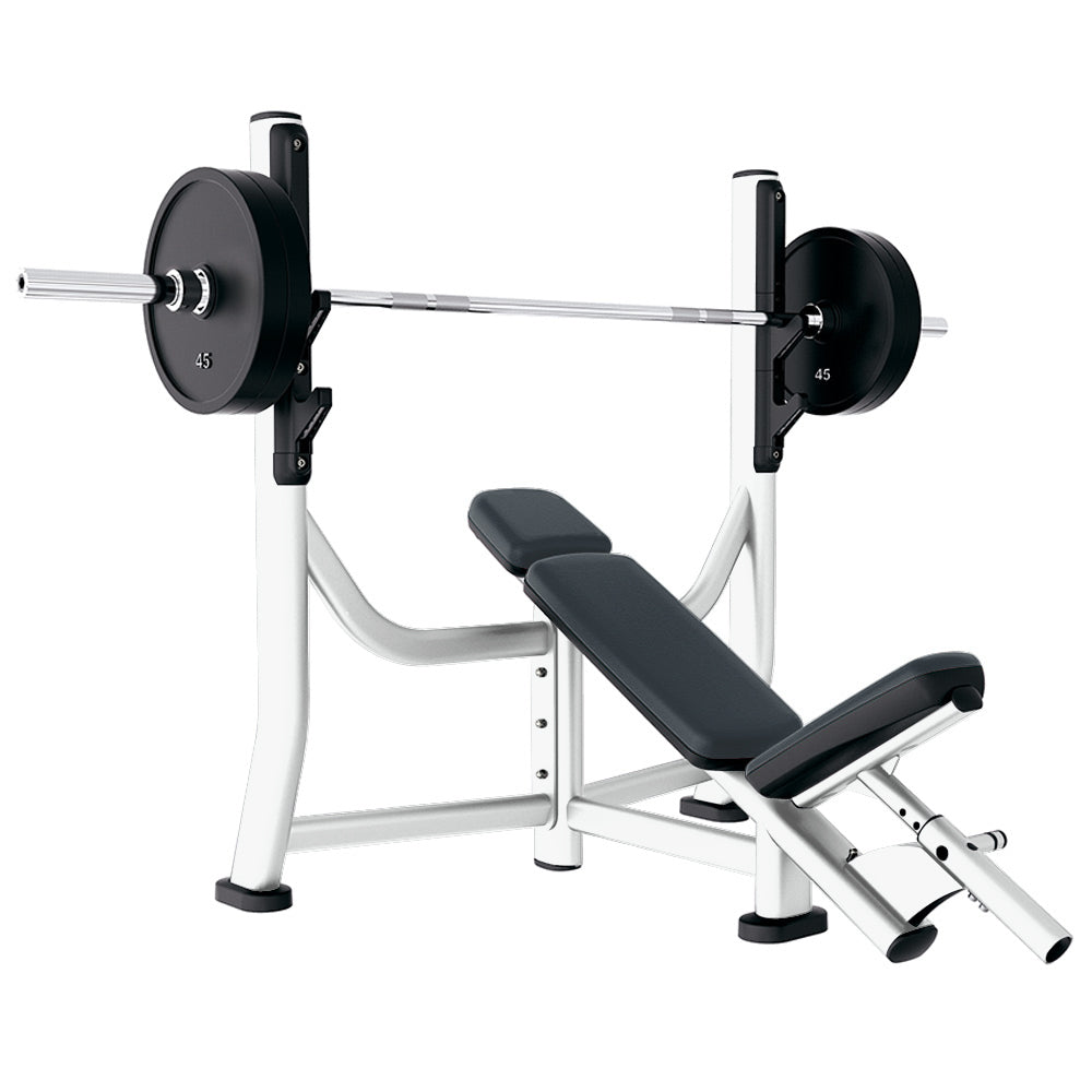 Signature Incline Bench, White Frame with Graphite upholstery - Outlet