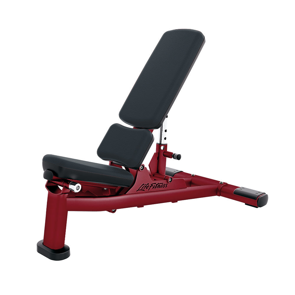 Signature Series Adjustable Bench - Candy apple red frame, graphite upholstery