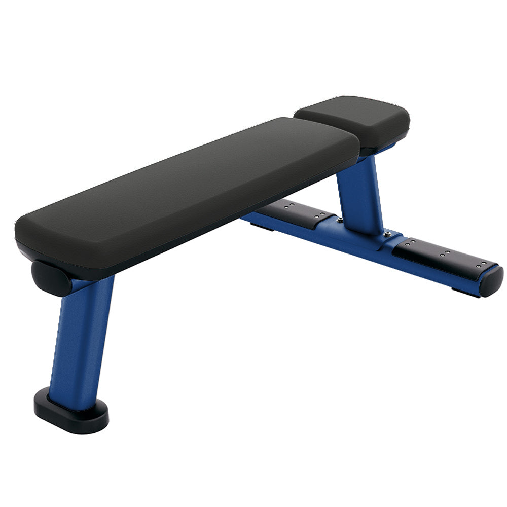 Signature Flat Bench, Blue  frame with Slate upholstery | Outlet